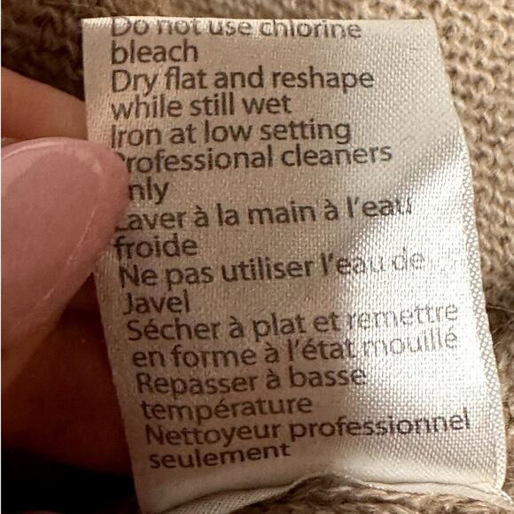 Coupe Collection Beige Wool Blend Open Knit Long Sleeve Cardigan Sweater Size L - Picture 7 of 7